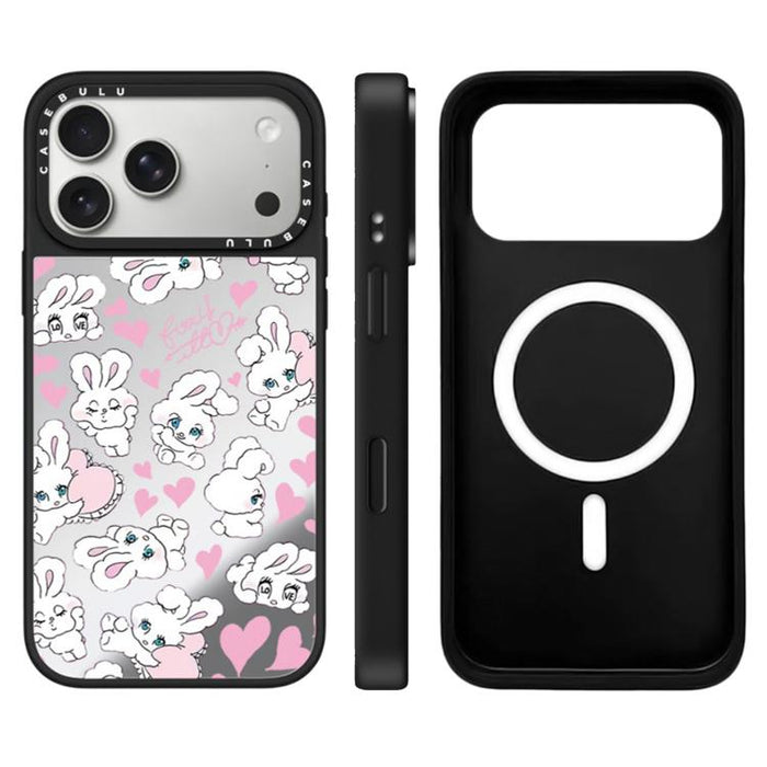 Funda magnética para teléfono con espejo y botón de control de cámara con estampado de la serie Bunny, For iPhone 17 Pro Max, For iPhone 17 Pro, For iPhone 17, For iPhone Air
