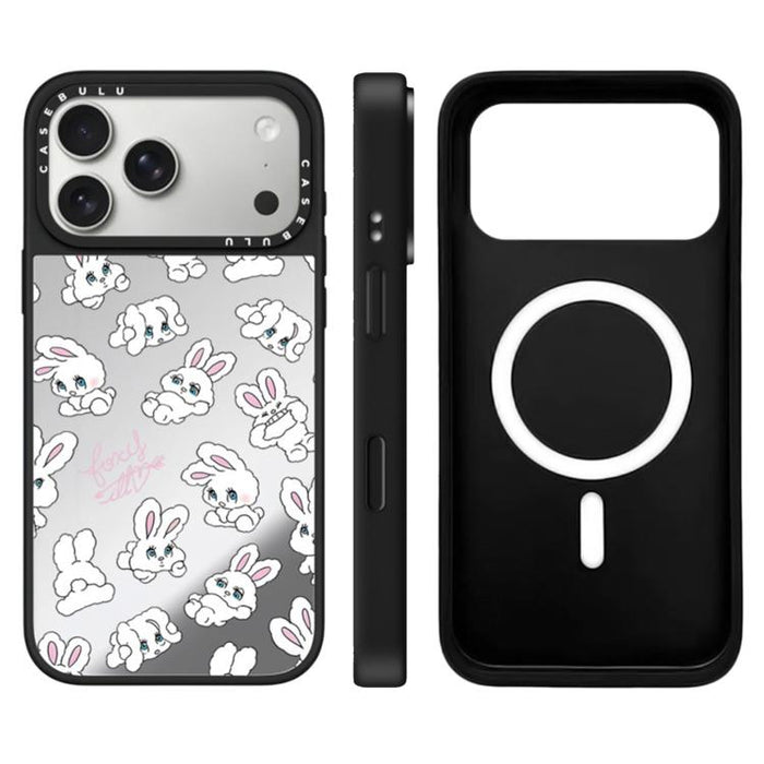 Funda magnética para teléfono con espejo y botón de control de cámara con estampado de la serie Bunny, For iPhone 17 Pro Max, For iPhone 17 Pro, For iPhone 17, For iPhone Air