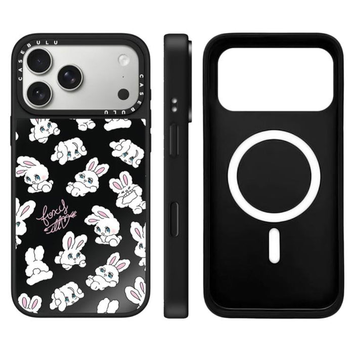 Funda magnética para teléfono con espejo y botón de control de cámara con estampado de la serie Bunny, For iPhone 17 Pro Max, For iPhone 17 Pro, For iPhone 17, For iPhone Air