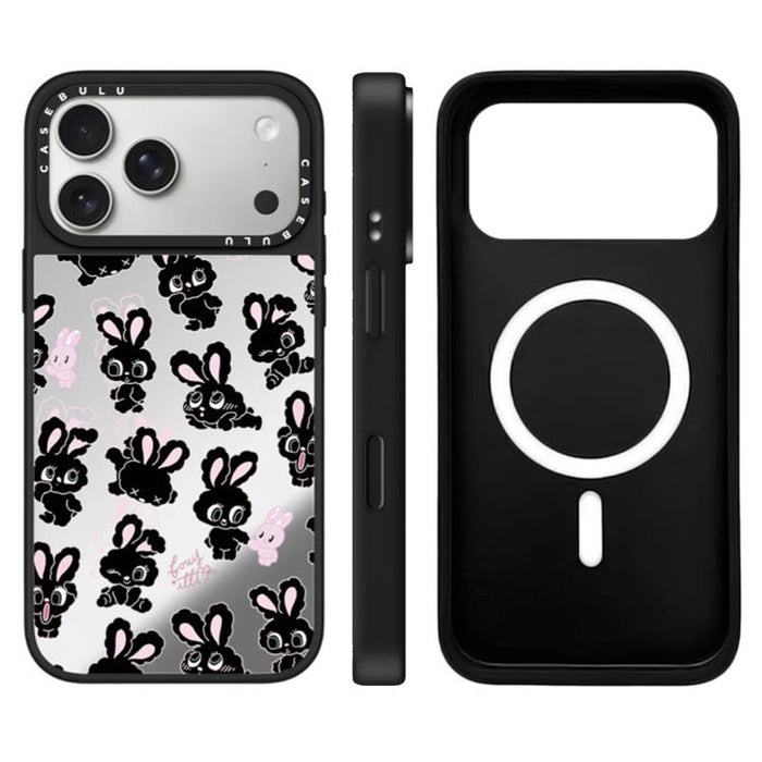 Funda magnética para teléfono con espejo y botón de control de cámara con estampado de la serie Bunny, For iPhone 17 Pro Max, For iPhone 17 Pro, For iPhone 17, For iPhone Air