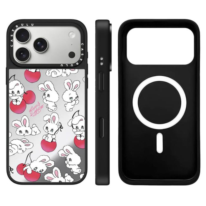 Funda magnética para teléfono con espejo y botón de control de cámara con estampado de la serie Bunny, For iPhone 17 Pro Max, For iPhone 17 Pro, For iPhone 17, For iPhone Air