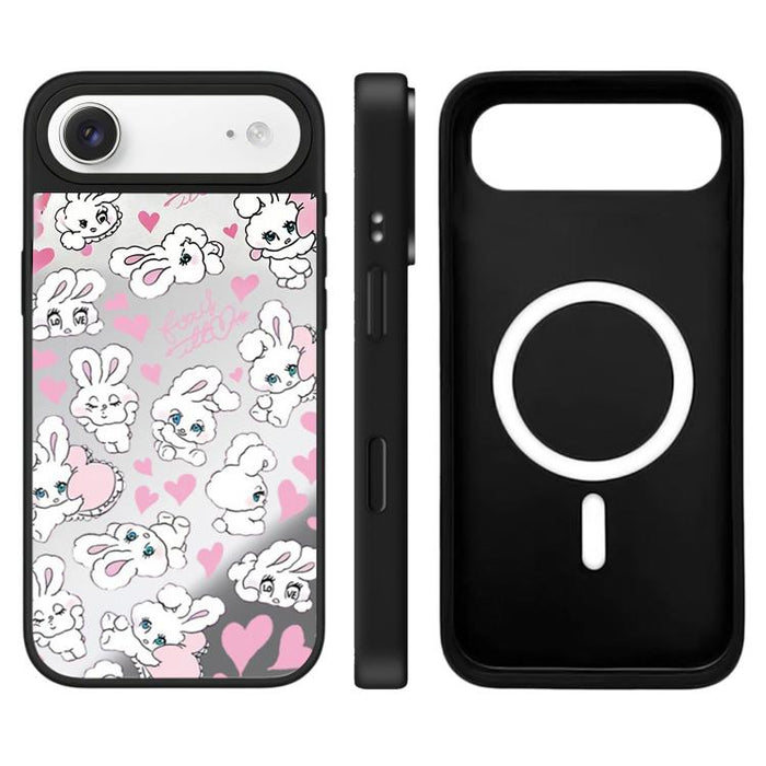 Funda magnética para teléfono con espejo y botón de control de cámara con estampado de la serie Bunny, For iPhone 17 Pro Max, For iPhone 17 Pro, For iPhone 17, For iPhone Air