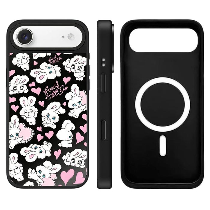 Funda magnética para teléfono con espejo y botón de control de cámara con estampado de la serie Bunny, For iPhone 17 Pro Max, For iPhone 17 Pro, For iPhone 17, For iPhone Air