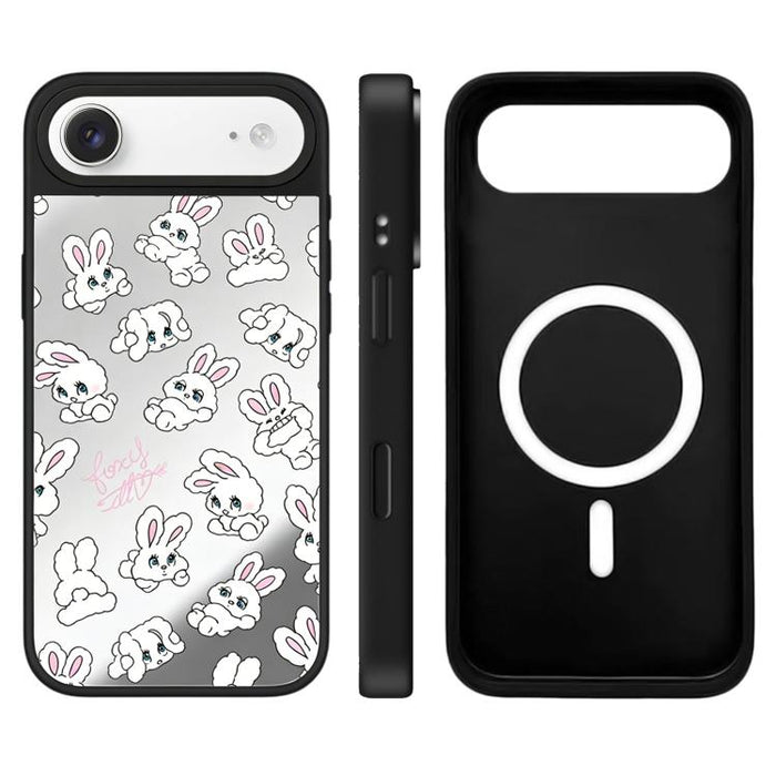 Funda magnética para teléfono con espejo y botón de control de cámara con estampado de la serie Bunny, For iPhone 17 Pro Max, For iPhone 17 Pro, For iPhone 17, For iPhone Air