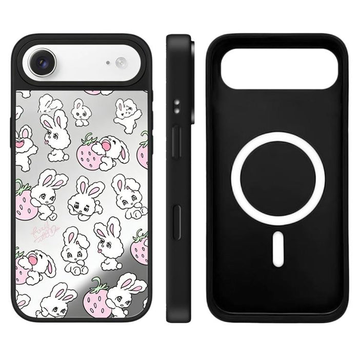 Funda magnética para teléfono con espejo y botón de control de cámara con estampado de la serie Bunny, For iPhone 17 Pro Max, For iPhone 17 Pro, For iPhone 17, For iPhone Air