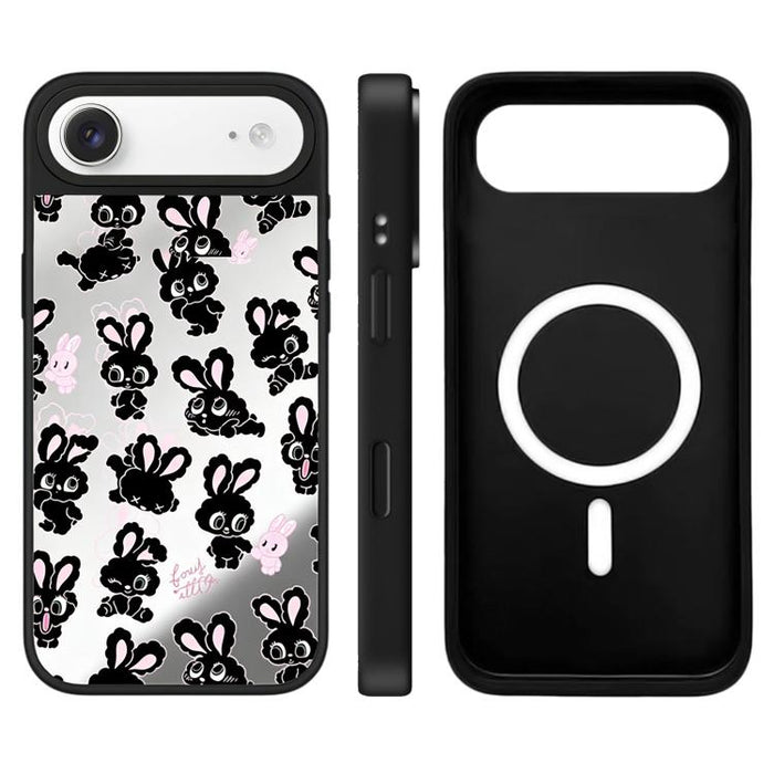 Funda magnética para teléfono con espejo y botón de control de cámara con estampado de la serie Bunny, For iPhone 17 Pro Max, For iPhone 17 Pro, For iPhone 17, For iPhone Air