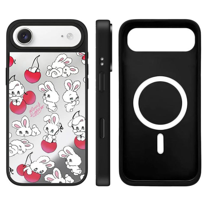 Funda magnética para teléfono con espejo y botón de control de cámara con estampado de la serie Bunny, For iPhone 17 Pro Max, For iPhone 17 Pro, For iPhone 17, For iPhone Air