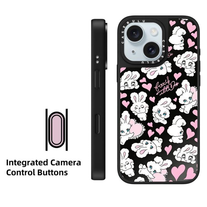Funda magnética para teléfono con espejo y botón de control de cámara con estampado de la serie Bunny, For iPhone 17 Pro Max, For iPhone 17 Pro, For iPhone 17, For iPhone Air