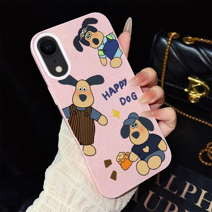 Funda híbrida para teléfono IMD con estampado de perro feliz y purpurina, PC y TPU, For iPhone 11 Pro Max, For iPhone 11, For iPhone 11 Pro, For iPhone XS / X, For iPhone XR, For iPhone XS Max, For iPhone 8 Plus / 7 Plus, For iPhone 6 Plus / 6s Plus   ...