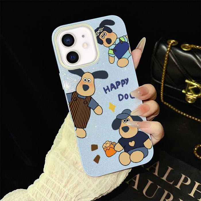Funda híbrida para teléfono IMD con estampado de perro feliz y purpurina, PC y TPU, For iPhone 11 Pro Max, For iPhone 11, For iPhone 11 Pro, For iPhone XS / X, For iPhone XR, For iPhone XS Max, For iPhone 8 Plus / 7 Plus, For iPhone 6 Plus / 6s Plus   ...