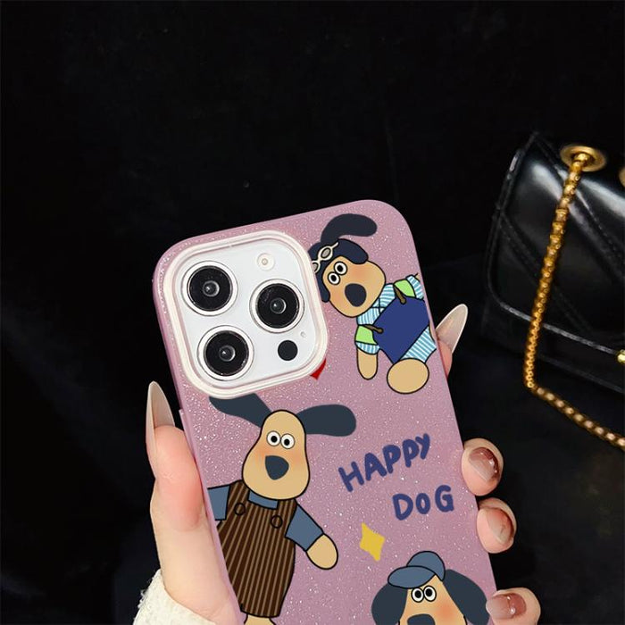 Funda híbrida para teléfono IMD con estampado de perro feliz y purpurina, PC y TPU, For iPhone 11 Pro Max, For iPhone 11, For iPhone 11 Pro, For iPhone XS / X, For iPhone XR, For iPhone XS Max, For iPhone 8 Plus / 7 Plus, For iPhone 6 Plus / 6s Plus   ...