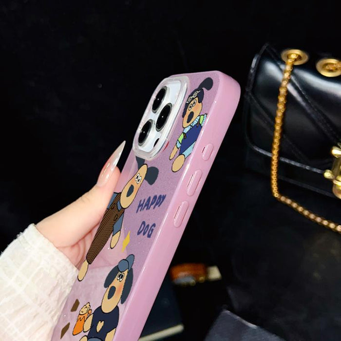 Funda híbrida para teléfono IMD con estampado de perro feliz y purpurina, PC y TPU, For iPhone 11 Pro Max, For iPhone 11, For iPhone 11 Pro, For iPhone XS / X, For iPhone XR, For iPhone XS Max, For iPhone 8 Plus / 7 Plus, For iPhone 6 Plus / 6s Plus   ...