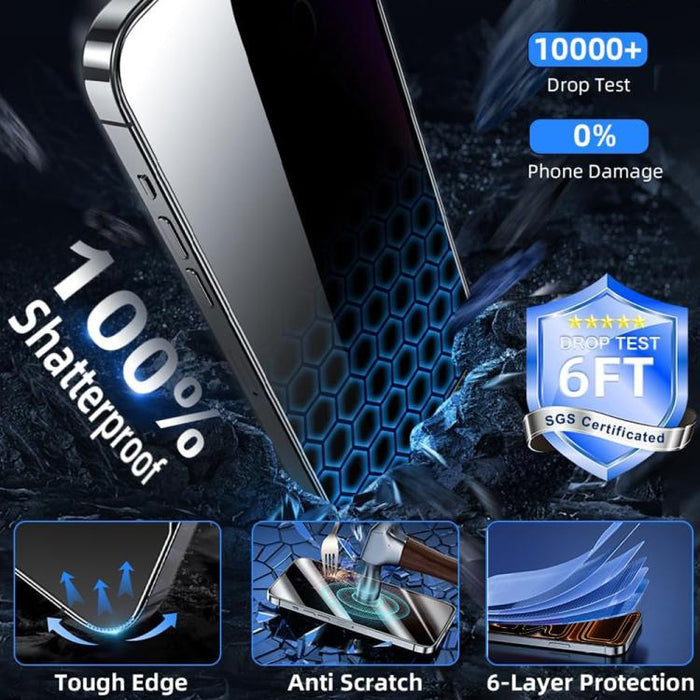 XDcase 2 pares de protectores de pantalla de vidrio templado anti-mirada + protector de lente transparente, For iPhone 17 Pro Max, For iPhone 17 Pro, For iPhone 17, For iPhone Air