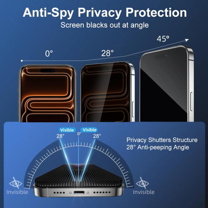 XDcase 2 pares de protectores de pantalla de vidrio templado anti-mirada + protector de lente transparente, For iPhone 17 Pro Max, For iPhone 17 Pro, For iPhone 17, For iPhone Air