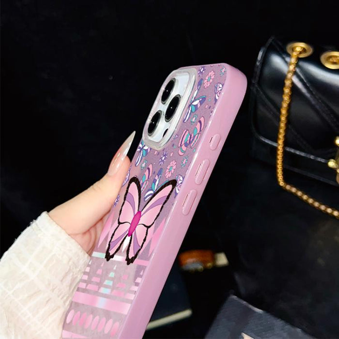 Funda híbrida para teléfono IMD con estampado de mariposa rosa y purpurina, de PC y TPU., For iPhone 11 Pro Max, For iPhone 11, For iPhone 11 Pro, For iPhone XS / X, For iPhone XR, For iPhone XS Max, For iPhone 8 Plus / 7 Plus, For iPhone 6 Plus / 6s P...