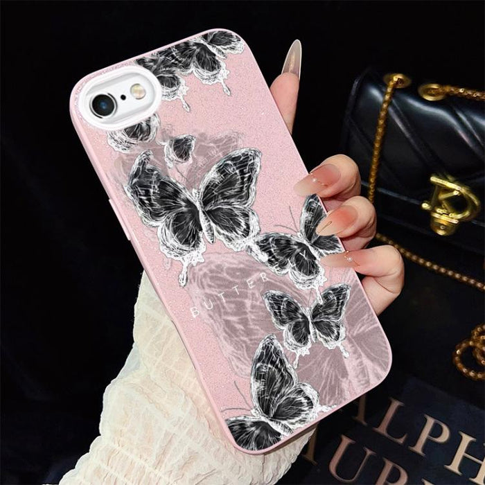 Funda híbrida para teléfono IMD PC TPU con estampado de mariposas y purpurina, For iPhone 11 Pro Max, For iPhone 11, For iPhone 11 Pro, For iPhone XS / X, For iPhone XR, For iPhone XS Max, For iPhone 8 Plus / 7 Plus, For iPhone 6 Plus / 6s Plus        ...