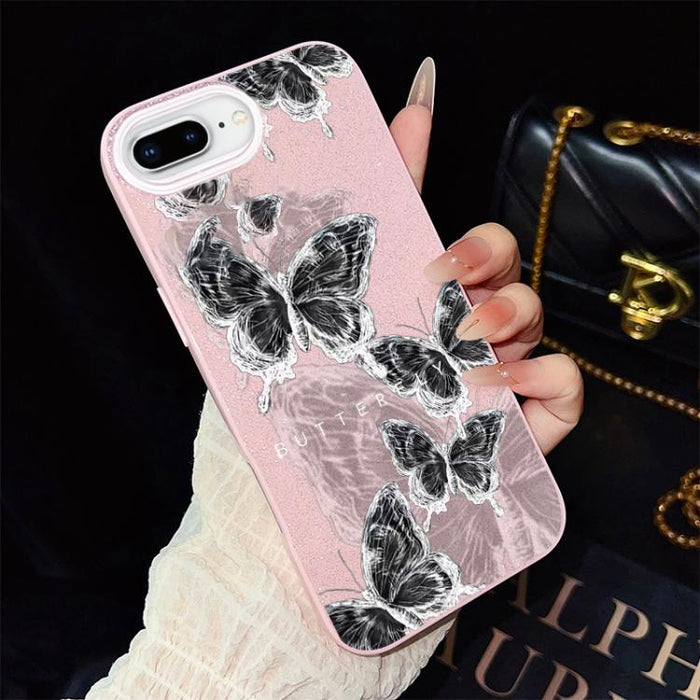 Funda híbrida para teléfono IMD PC TPU con estampado de mariposas y purpurina, For iPhone 11 Pro Max, For iPhone 11, For iPhone 11 Pro, For iPhone XS / X, For iPhone XR, For iPhone XS Max, For iPhone 8 Plus / 7 Plus, For iPhone 6 Plus / 6s Plus        ...