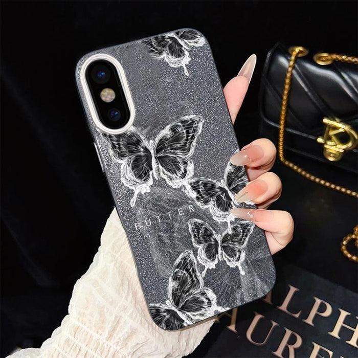 Funda híbrida para teléfono IMD PC TPU con estampado de mariposas y purpurina, For iPhone 11 Pro Max, For iPhone 11, For iPhone 11 Pro, For iPhone XS / X, For iPhone XR, For iPhone XS Max, For iPhone 8 Plus / 7 Plus, For iPhone 6 Plus / 6s Plus        ...