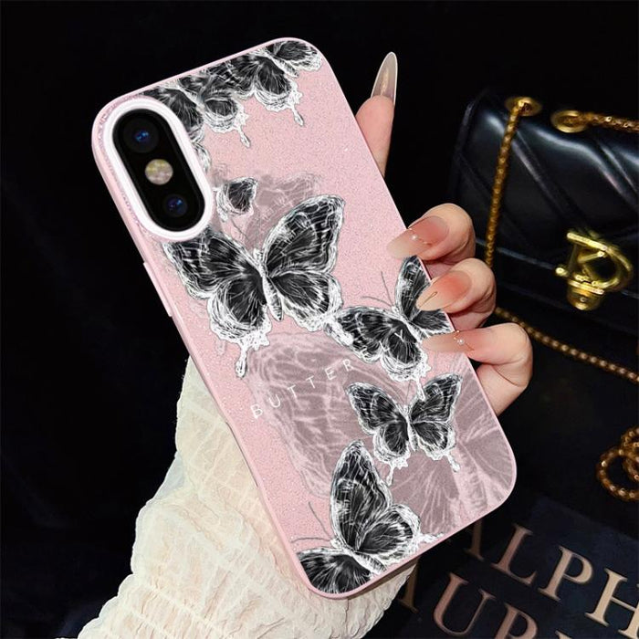 Funda híbrida para teléfono IMD PC TPU con estampado de mariposas y purpurina, For iPhone 11 Pro Max, For iPhone 11, For iPhone 11 Pro, For iPhone XS / X, For iPhone XR, For iPhone XS Max, For iPhone 8 Plus / 7 Plus, For iPhone 6 Plus / 6s Plus        ...