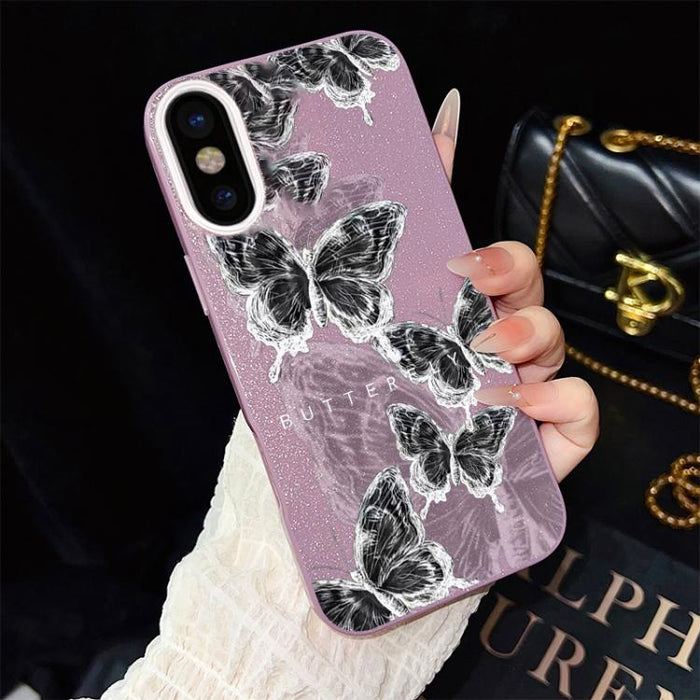 Funda híbrida para teléfono IMD PC TPU con estampado de mariposas y purpurina, For iPhone 11 Pro Max, For iPhone 11, For iPhone 11 Pro, For iPhone XS / X, For iPhone XR, For iPhone XS Max, For iPhone 8 Plus / 7 Plus, For iPhone 6 Plus / 6s Plus        ...
