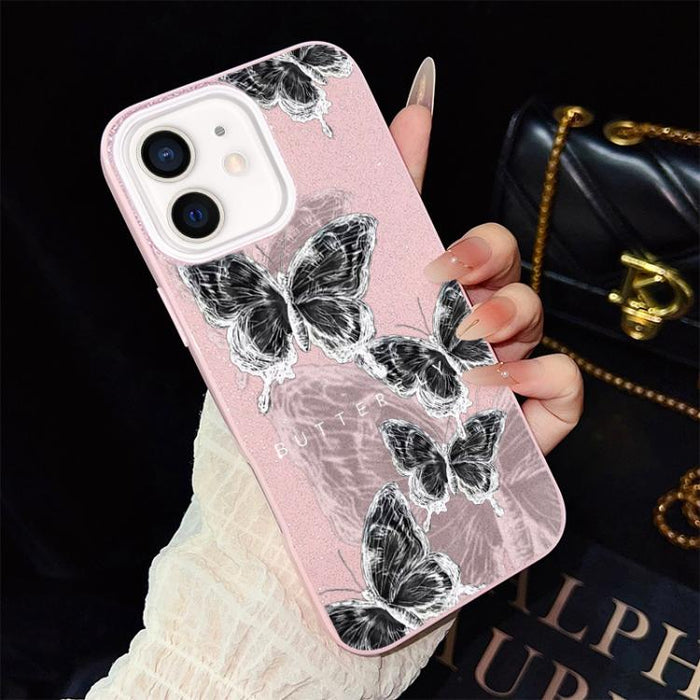 Funda híbrida para teléfono IMD PC TPU con estampado de mariposas y purpurina, For iPhone 11 Pro Max, For iPhone 11, For iPhone 11 Pro, For iPhone XS / X, For iPhone XR, For iPhone XS Max, For iPhone 8 Plus / 7 Plus, For iPhone 6 Plus / 6s Plus        ...