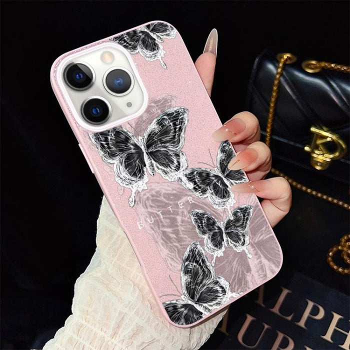 Funda híbrida para teléfono IMD PC TPU con estampado de mariposas y purpurina, For iPhone 11 Pro Max, For iPhone 11, For iPhone 11 Pro, For iPhone XS / X, For iPhone XR, For iPhone XS Max, For iPhone 8 Plus / 7 Plus, For iPhone 6 Plus / 6s Plus        ...