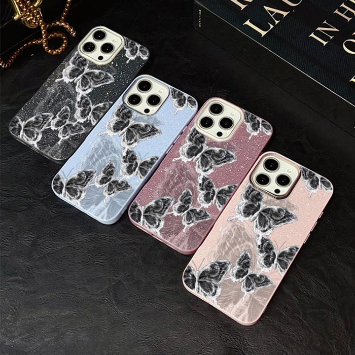 Funda híbrida para teléfono IMD PC TPU con estampado de mariposas y purpurina, For iPhone 11 Pro Max, For iPhone 11, For iPhone 11 Pro, For iPhone XS / X, For iPhone XR, For iPhone XS Max, For iPhone 8 Plus / 7 Plus, For iPhone 6 Plus / 6s Plus        ...