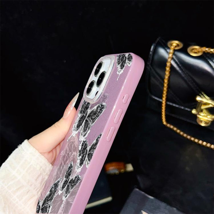 Funda híbrida para teléfono IMD PC TPU con estampado de mariposas y purpurina, For iPhone 11 Pro Max, For iPhone 11, For iPhone 11 Pro, For iPhone XS / X, For iPhone XR, For iPhone XS Max, For iPhone 8 Plus / 7 Plus, For iPhone 6 Plus / 6s Plus        ...