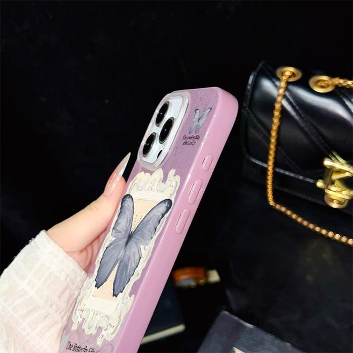 Funda híbrida para teléfono de TPU con estampado de mariposa azul y purpurina IMD para PC, For iPhone 11 Pro Max, For iPhone 11, For iPhone 11 Pro, For iPhone XS / X, For iPhone XR, For iPhone XS Max, For iPhone 8 Plus / 7 Plus                         ...