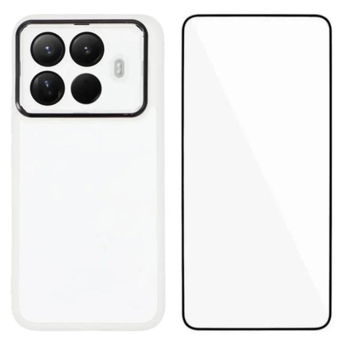 Funda para teléfono WANLONFENG con marco galvanizado y protector de pantalla de TPU translúcido., For Xiaomi 15T Pro 5G, For Xiaomi 15T 5G