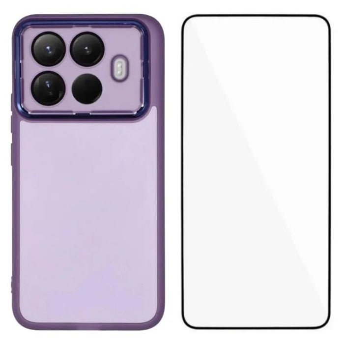 Funda para teléfono WANLONFENG con marco galvanizado y protector de pantalla de TPU translúcido., For Xiaomi 15T Pro 5G, For Xiaomi 15T 5G
