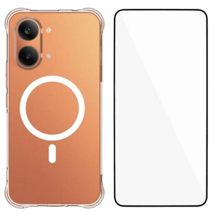 Funda para teléfono WANLONFENG transparente magnética de cuatro esquinas a prueba de golpes de TPU con protector de pantalla, For Xiaomi 17T Pro 5G, For Xiaomi 17T 5G, For Xiaomi Poco X8 Pro Max 5G, For Xiaomi Poco X8 Pro / Redmi Turbo 5 5G            ...