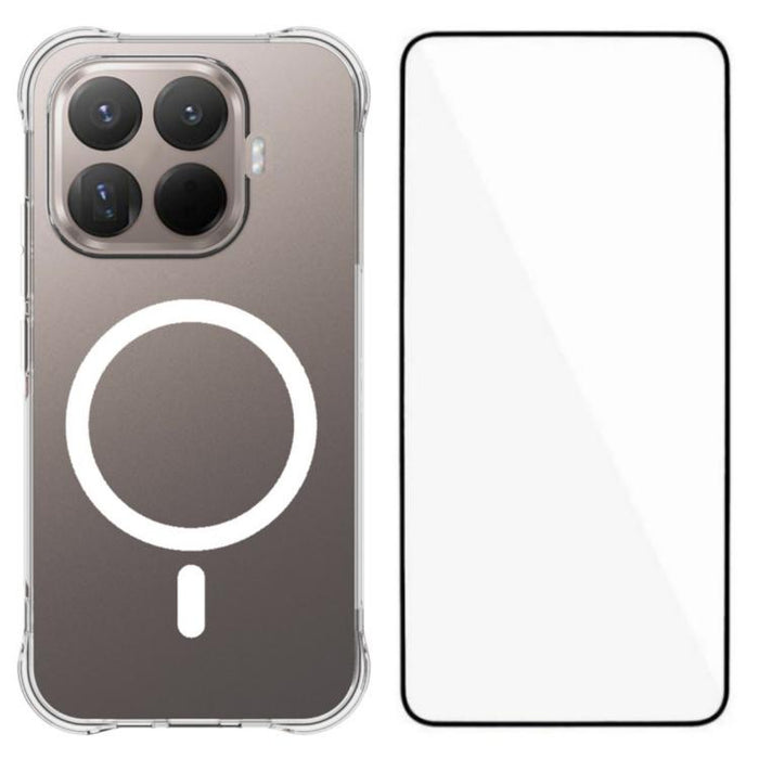 Funda para teléfono WANLONFENG transparente magnética de cuatro esquinas a prueba de golpes de TPU con protector de pantalla, For Xiaomi 17T Pro 5G, For Xiaomi 17T 5G, For Xiaomi Poco X8 Pro Max 5G, For Xiaomi Poco X8 Pro / Redmi Turbo 5 5G            ...