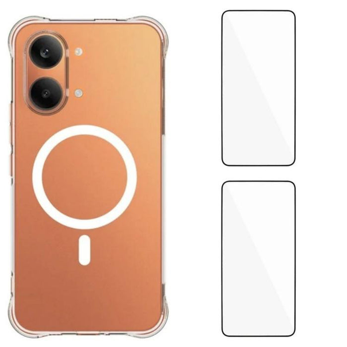 Funda para teléfono WANLONFENG transparente magnética de cuatro esquinas a prueba de golpes de TPU con 2 protectores de pantalla., For Xiaomi 17T Pro 5G, For Xiaomi 17T 5G, For Xiaomi Poco X8 Pro Max 5G, For Xiaomi Poco X8 Pro / Redmi Turbo 5 5G       ...