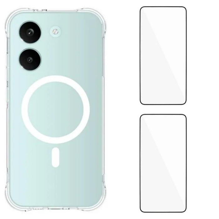 Funda para teléfono WANLONFENG transparente magnética de cuatro esquinas a prueba de golpes de TPU con 2 protectores de pantalla., For Xiaomi 17T Pro 5G, For Xiaomi 17T 5G, For Xiaomi Poco X8 Pro Max 5G, For Xiaomi Poco X8 Pro / Redmi Turbo 5 5G       ...