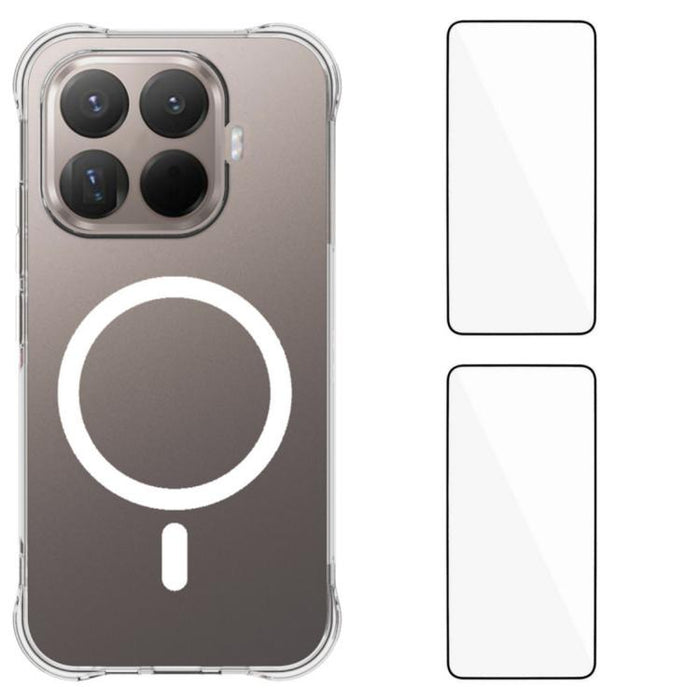 Funda para teléfono WANLONFENG transparente magnética de cuatro esquinas a prueba de golpes de TPU con 2 protectores de pantalla., For Xiaomi 17T Pro 5G, For Xiaomi 17T 5G, For Xiaomi Poco X8 Pro Max 5G, For Xiaomi Poco X8 Pro / Redmi Turbo 5 5G       ...