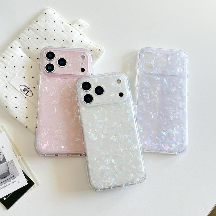 Funda para teléfono de TPU acrílico con textura de concha IMD, For iPhone 17 Pro Max, For iPhone 17 Pro, For iPhone 17, For iPhone 16 Pro Max, For iPhone 16 Pro, For iPhone 16, For iPhone 15 Pro, For iPhone 15