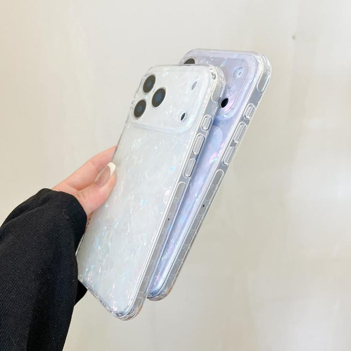 Funda para teléfono de TPU acrílico con textura de concha IMD, For iPhone 17 Pro Max, For iPhone 17 Pro, For iPhone 17, For iPhone 16 Pro Max, For iPhone 16 Pro, For iPhone 16, For iPhone 15 Pro, For iPhone 15