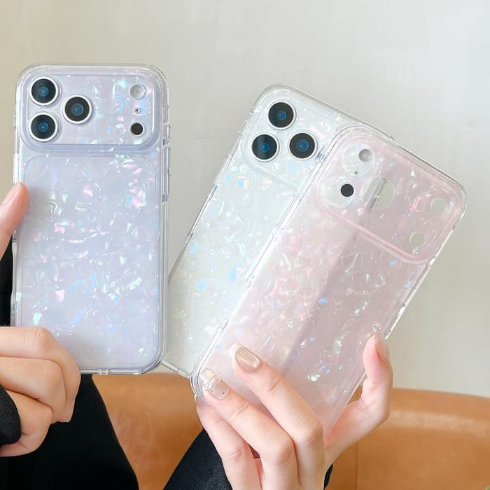 Funda para teléfono de TPU acrílico con textura de concha IMD, For iPhone 17 Pro Max, For iPhone 17 Pro, For iPhone 17, For iPhone 16 Pro Max, For iPhone 16 Pro, For iPhone 16, For iPhone 15 Pro, For iPhone 15