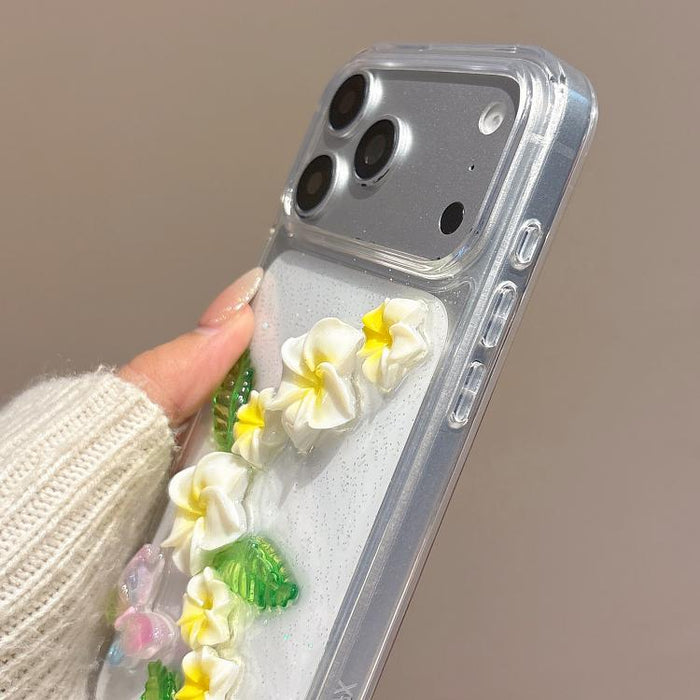 Funda para teléfono acrílica con diseño de mariposa y plumeria en 3D de resina epoxi y cadena para la muñeca., For iPhone 17 Pro Max, For iPhone 17 Pro, For iPhone 17, For iPhone Air, For iPhone 16 Pro Max, For iPhone 16 Pro, For iPhone 16 Plus        ...