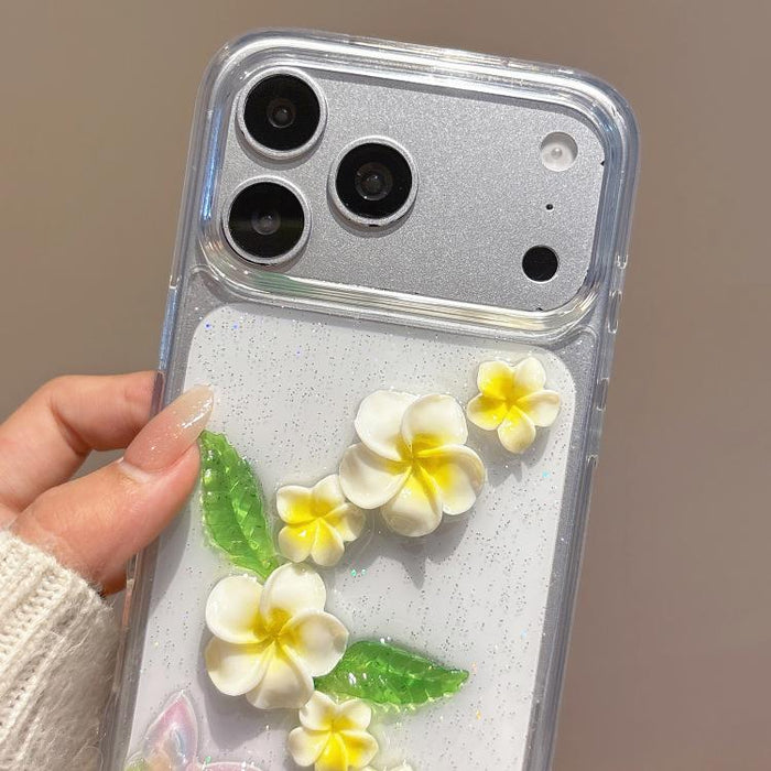 Funda para teléfono acrílica con diseño de mariposa y plumeria en 3D de resina epoxi y cadena para la muñeca., For iPhone 17 Pro Max, For iPhone 17 Pro, For iPhone 17, For iPhone Air, For iPhone 16 Pro Max, For iPhone 16 Pro, For iPhone 16 Plus        ...