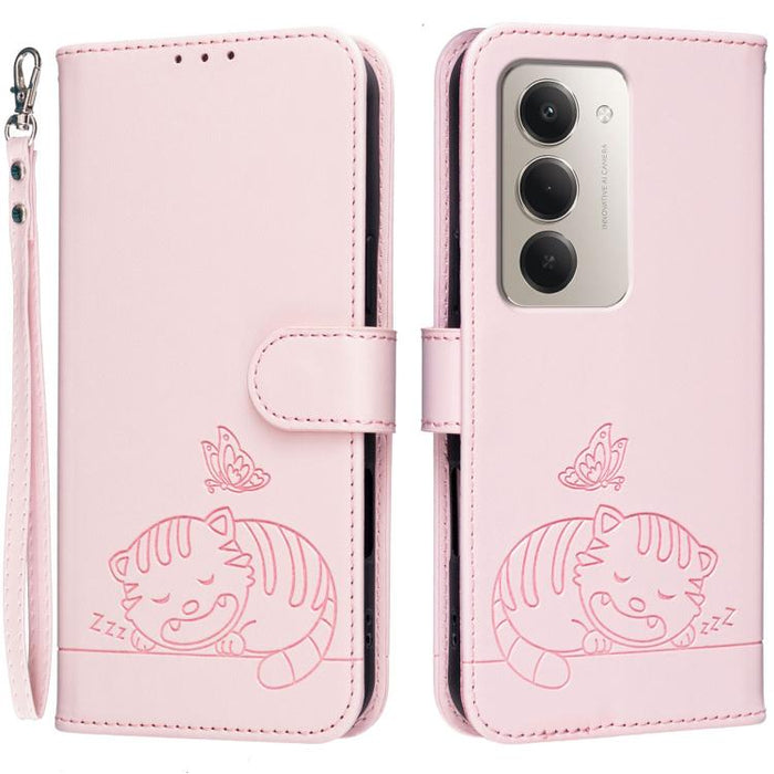 Funda para teléfono de piel vegana con estampado RFID de mariposa y gato, con correa., For Redmi 15a 5G, For Redmi A7 Pro 4G 171mm, For Redmi Turbo 5 Max / Poco X8 Pro Max 5G, For Redmi Turbo 5 / Poco X8 Pro 5G, For Redmi K90 ProMax / Poco F8 Ultra    ...