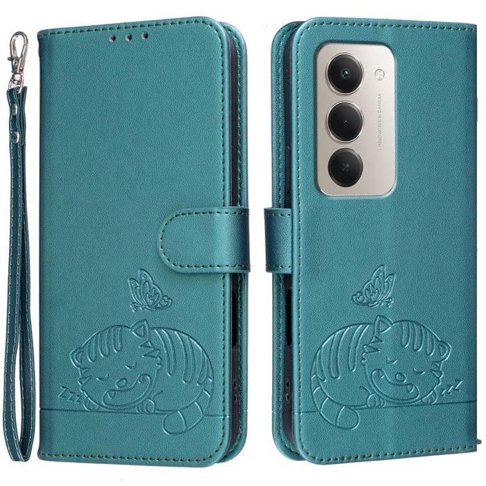 Funda para teléfono de piel vegana con estampado RFID de mariposa y gato, con correa., For Redmi 15a 5G, For Redmi A7 Pro 4G 171mm, For Redmi Turbo 5 Max / Poco X8 Pro Max 5G, For Redmi Turbo 5 / Poco X8 Pro 5G, For Redmi K90 ProMax / Poco F8 Ultra    ...