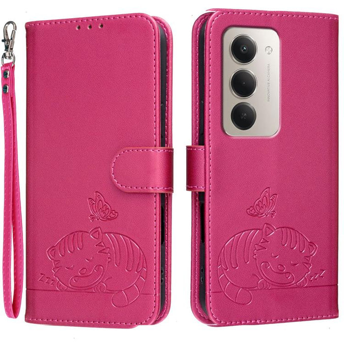 Funda para teléfono de piel vegana con estampado RFID de mariposa y gato, con correa., For Redmi 15a 5G, For Redmi A7 Pro 4G 171mm, For Redmi Turbo 5 Max / Poco X8 Pro Max 5G, For Redmi Turbo 5 / Poco X8 Pro 5G, For Redmi K90 ProMax / Poco F8 Ultra    ...