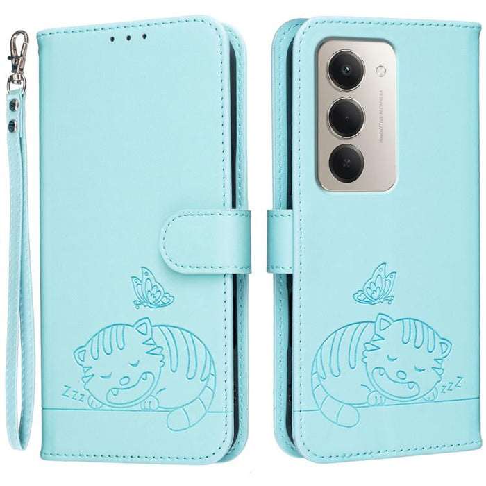 Funda para teléfono de piel vegana con estampado RFID de mariposa y gato, con correa., For Redmi 15a 5G, For Redmi A7 Pro 4G 171mm, For Redmi Turbo 5 Max / Poco X8 Pro Max 5G, For Redmi Turbo 5 / Poco X8 Pro 5G, For Redmi K90 ProMax / Poco F8 Ultra    ...