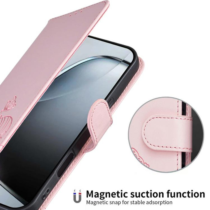 Funda para teléfono de piel vegana con estampado RFID de mariposa y gato, con correa., For Redmi 15C 5G / 4G Global 171mm, For Redmi 15C 5G / 4G EU 173mm, For Redmi A5 4G 173.3mm, For Redmi A5 4G 171.7mm, For Redmi Note 14 4G 164.84mm                  ...