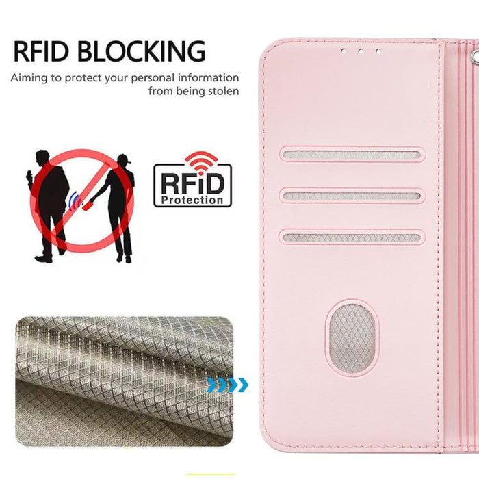 Funda para teléfono de piel vegana con estampado RFID de mariposa y gato, con correa., For Redmi 15C 5G / 4G Global 171mm, For Redmi 15C 5G / 4G EU 173mm, For Redmi A5 4G 173.3mm, For Redmi A5 4G 171.7mm, For Redmi Note 14 4G 164.84mm                  ...