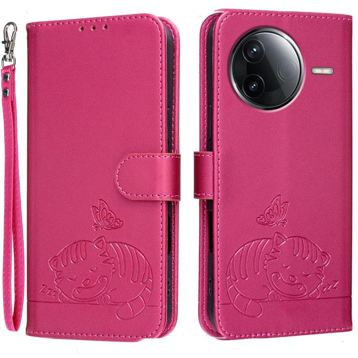 Funda para teléfono de piel vegana con estampado RFID de mariposa y gato, con correa., For Redmi 15C 5G / 4G Global 171mm, For Redmi 15C 5G / 4G EU 173mm, For Redmi A5 4G 173.3mm, For Redmi A5 4G 171.7mm, For Redmi Note 14 4G 164.84mm                  ...