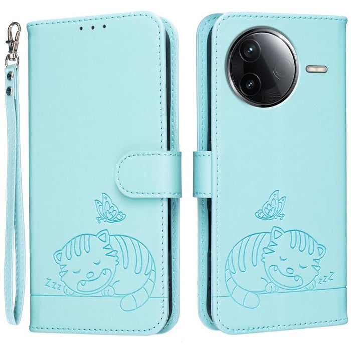 Funda para teléfono de piel vegana con estampado RFID de mariposa y gato, con correa., For Redmi 15C 5G / 4G Global 171mm, For Redmi 15C 5G / 4G EU 173mm, For Redmi A5 4G 173.3mm, For Redmi A5 4G 171.7mm, For Redmi Note 14 4G 164.84mm                  ...