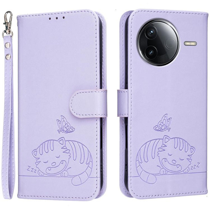 Funda para teléfono de piel vegana con estampado RFID de mariposa y gato, con correa., For Redmi 15C 5G / 4G Global 171mm, For Redmi 15C 5G / 4G EU 173mm, For Redmi A5 4G 173.3mm, For Redmi A5 4G 171.7mm, For Redmi Note 14 4G 164.84mm                  ...